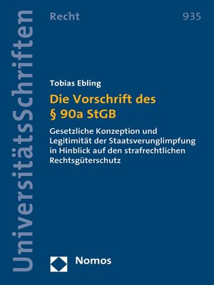 cover image of Die Vorschrift des § 90a StGB